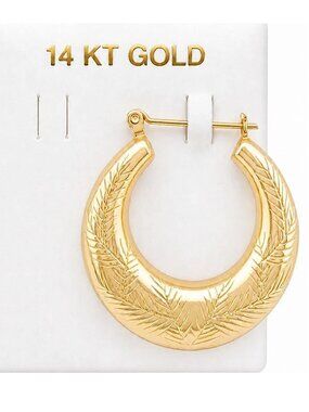 Hoop Single Earring Solid 14k Yellow Gold